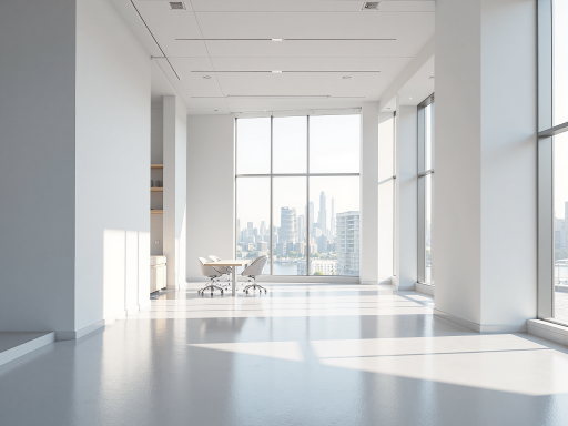 现代办公空间内部，宽敞明亮的会议室，落地窗采光，商务人士工作场景